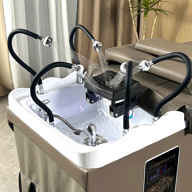 Fábrica de múltiples cabezales de circulación de agua tratamiento de la cabeza champú cama peluquería salón de belleza tailandés cama de madera maciza