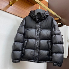 25年B家冬季新款撞色羽绒服男女短款宽松加厚抗寒百搭面包服外套