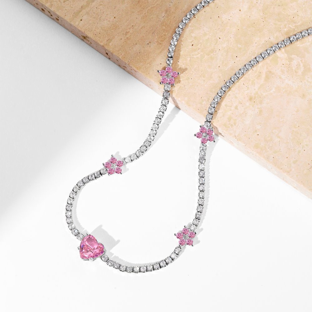 15g Weight Zircon, High Carbon Diamond Inlay Material Necklace Classification 925 sterling silver Chain Material 1 Piece Quantity Holiday, Tea Party Occasion 925 Sterling Silver Material Heart Shape, Rectangle Pattern Women's Gender Inlay Design Simple Style, Shiny Style 925 Sterling Silver Zircon High Carbon Diamond Inlay Heart Shape Rectangle Necklace 28