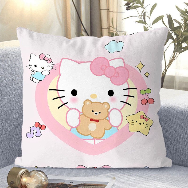 Hello Kitty, almohada de gato, Hello Kitty, almohada de corazón de niña, almohada de respaldo de dormitorio de estudiantes.