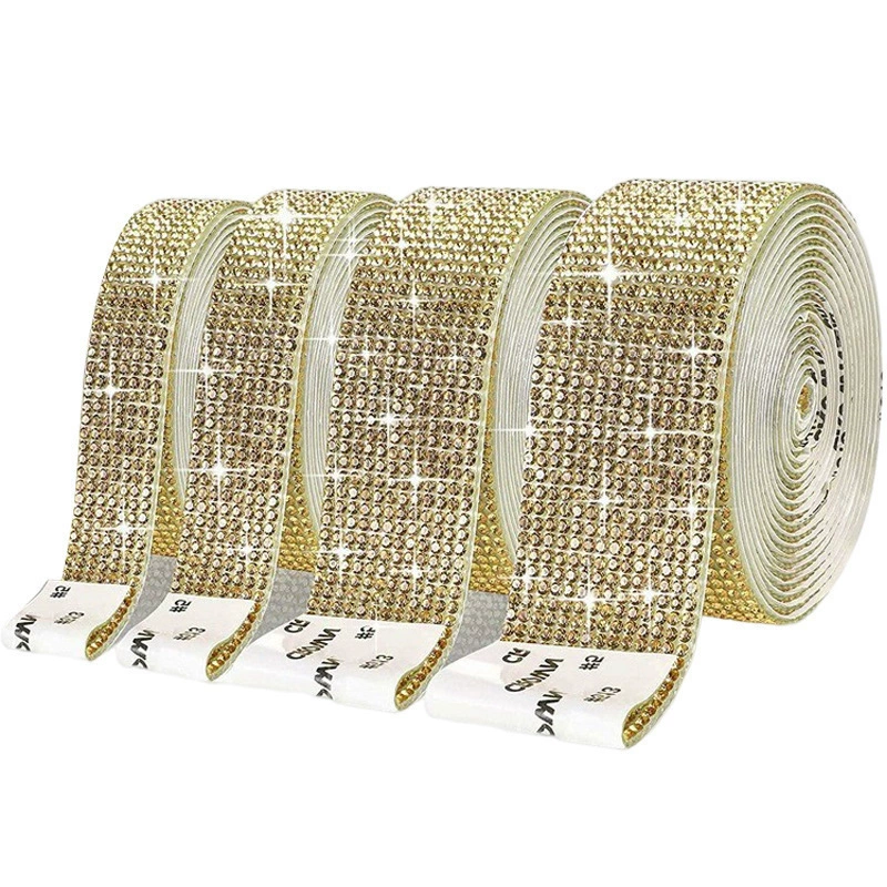 Self-Adhesive Rhinestone Strip, Custom DIY Diamond Sticker, 2–15 rows, Multiple Colors