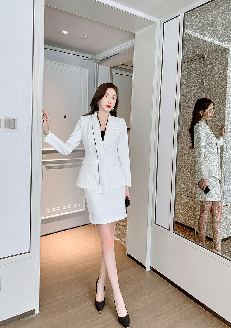Set công sở nữ áo vest blazer và chân váy hai mảnh kiểu mới — Màu trắng chi tiết 17