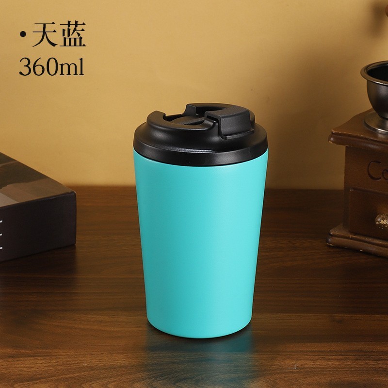 跨境爆款304不锈钢保温杯12oz简约咖啡杯带刻度牛奶杯美式随手杯|undefined