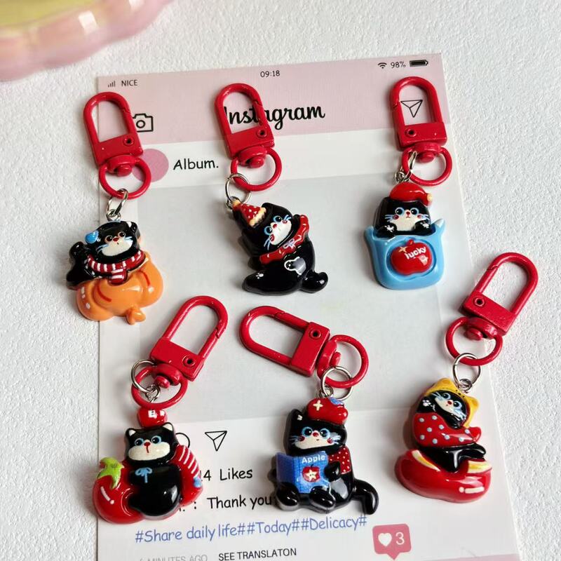 Cartoon Happy Little Black Cat Keychain Pendant, Cute Bag Decoration, Student Backpack Accessory, Small Gift for Best Friend Cartoon Happy Little Black Cat Keychain Pendant, Cute Bag Decoration, Student Backpack Accessory, Small Gift for Best Friend