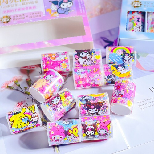Wholesale Hand Journal Tape, Kuromi Sticker Tape, Sanrio Cartoon Tape, Sparkling Laser Tape, Hand Journal Supplies