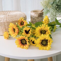 婚慶向日葵花仿真花植物盆景裝飾品INS風玫瑰花仿真植物牆MW68111