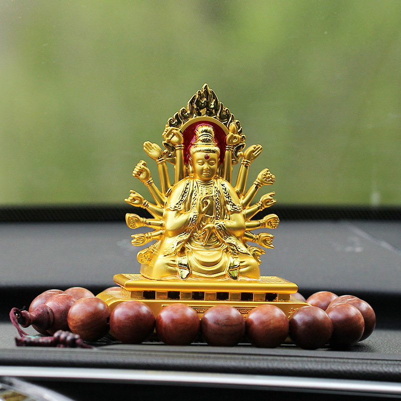 Car ornaments thousand hands Guanyin car interior accessories center console Buddha statue men's car car accessories alloy ornaments
