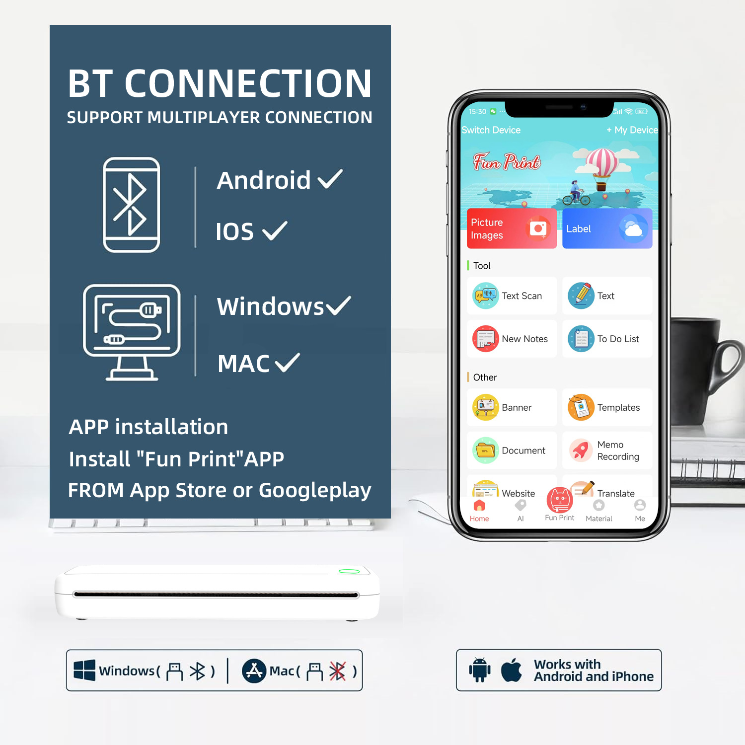 Nueva impresora A4 portátil M15, estudiante pequeño, pregunta incorrecta, archivo de bolsillo, impresora térmica Bluetooth al por mayor