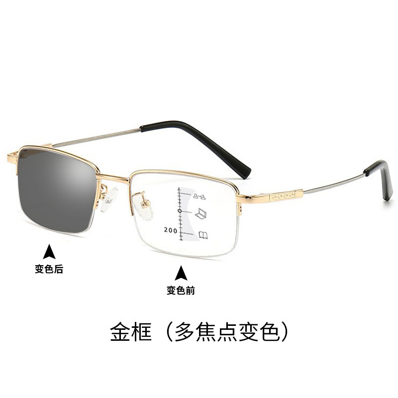 超軽量半枠記憶チタン変色老眼鏡ブルーレイ防止男性ハイビジョン多焦点遠近両用老眼鏡|undefined