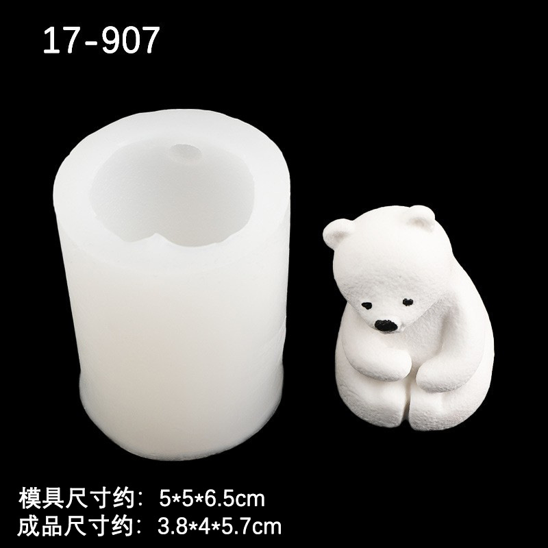 Tres Oso Polar molde de silicona mentira oso creativo pastel chocolate decoración modelo vela aromaterapia epoxi