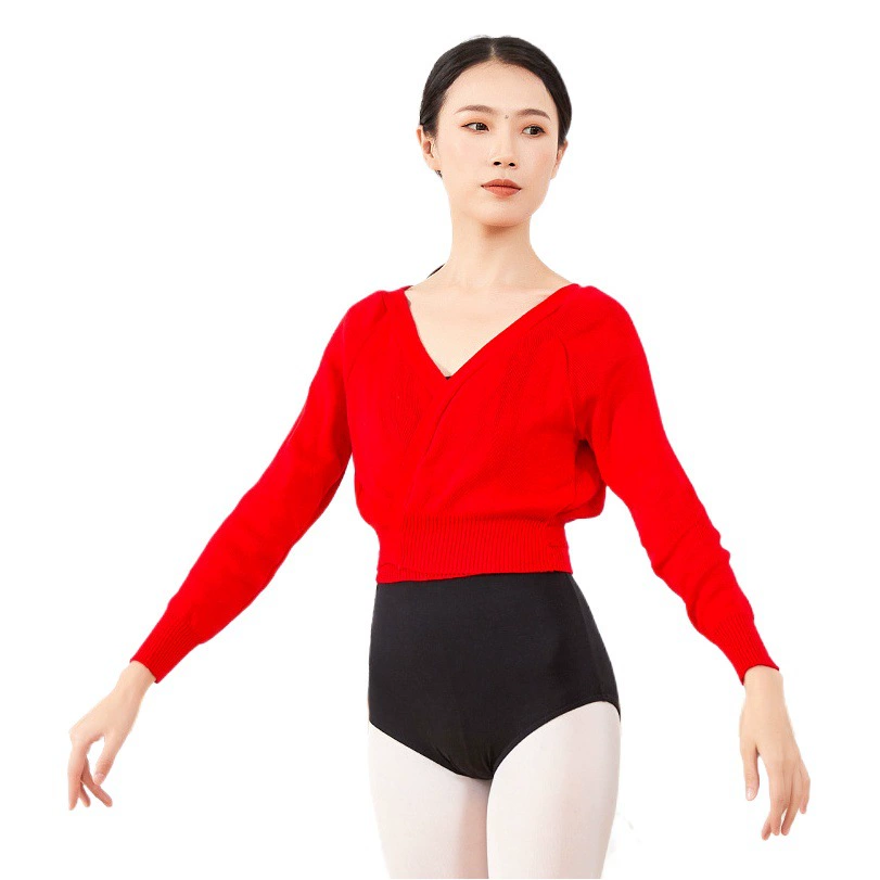 Женские танцевальные топы для взрослых Художественные упражнения Вязаный свитер Современные танцы Теплый латинский балетный кардиган Кардиган