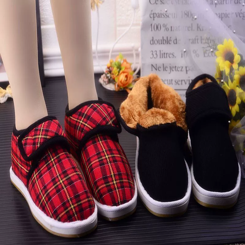 Зимние хлопчатобумажные тапочки женская сумка с толстым дном и бархатом нескользящие, чтобы согреться дома