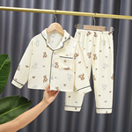 春秋儿童女孩透气棉纯棉双层棉纱韩版卡通动漫睡衣套装家居服男孩