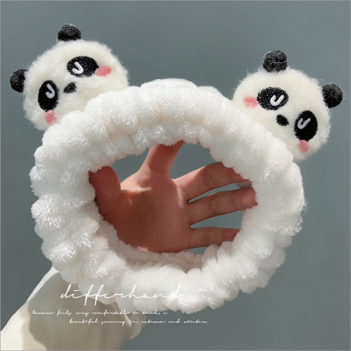 FG100 - Tiara de Panda Branco de Duas Cabeças