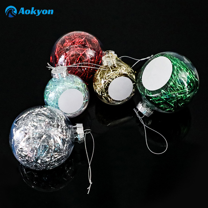 国境を越えた卸売インテリアネギ飾り透明クリスマスツリー装飾ペンダント PETDIY 熱転写パッチクリスマスボール|undefined
