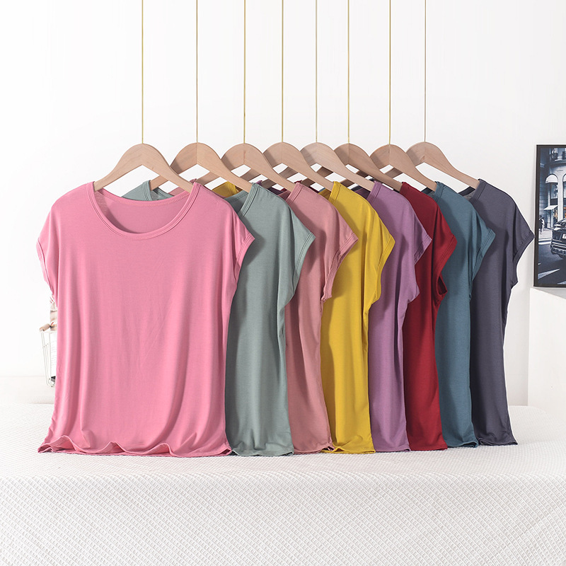 Modal Short-sleeved T-shirt Female Chubby Mother Loose plus size Base Shirt Top Casual Middle-aged Mother Chop-sleeved Undershirt Modal Short-sleeved T-shirt Female Chubby Mother Loose plus size Base Shirt Top Casual Middle-aged Mother Chop-sleeved Undershirt