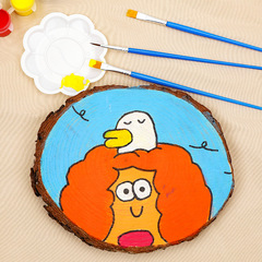 Year Ring Wood Slice DIY Decorative Painting, Kindergarten Painting, Children's Doodle Coloring, Plain Tree Slice, Creative Art