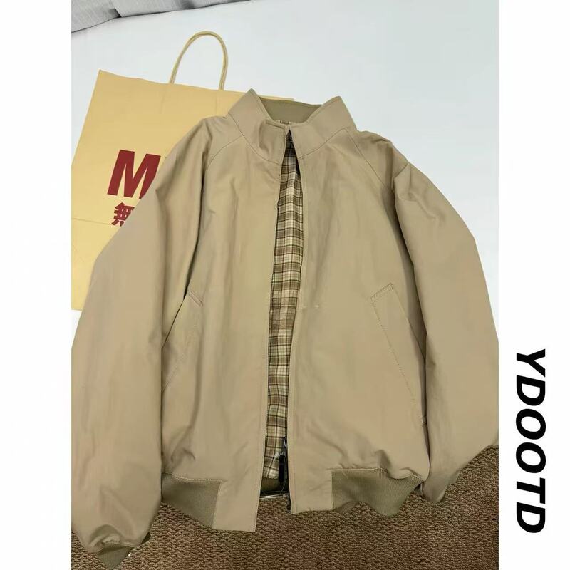 Harrington jacket for couples, old money casual style, new spring and autumn waterproof and windproof loose-fitting stand-up collar jacket for men Harrington jacket for couples, old money casual style, new spring and autumn waterproof and windproof loose-fitting stand-up collar jacket for men