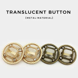 半透明大衣纽扣西装外套金属镶钻手缝扣子圆形皮草衣服大钮扣配件