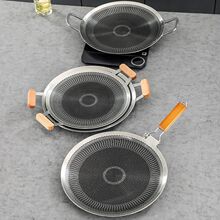 304户外露营烤盘不锈钢烤肉盘户外便携式少烟物理不粘双面卡式炉