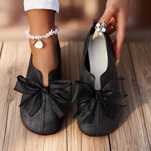 Q 37271 French Retro Round Toe Bow Mary Jane Shoes ���ź���