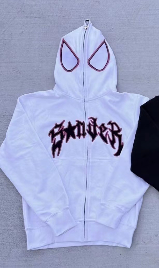 2023 sudadera oscura europea y americana Sudadera con capucha de hombres y mujeres pareja gótica Harajuku suéter de cremallera de impresión de araña de gran tamaño