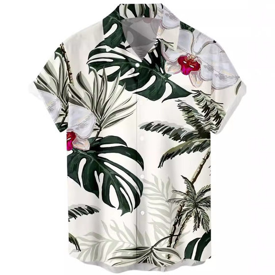 New fashion summer leisure independent station best selling printed Hawaiian shirt men's vacation seaside trade cross-border manufacturers