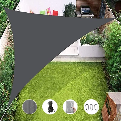 Patio, Balcony, Sunshade Sail, Avtomobil yan çətirləri - gray-with-3-carabiners-333m