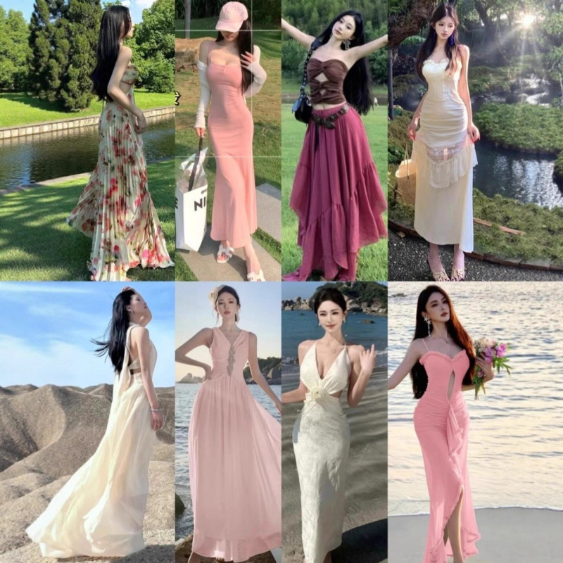 十三行连衣裙女2025夏季新款时尚高级感气质轻奢赫本风法式茶歇裙|undefined