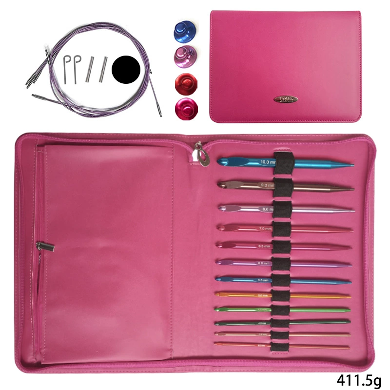 Трансграничный плетеный инструмент для вязания крючком сумка цветной глинозем Съемный набор спиральных колец