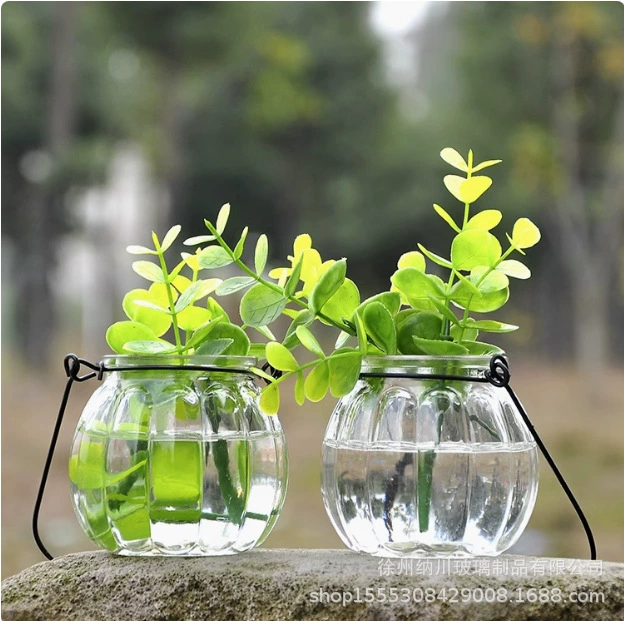 Подвесная цветочная подвесная бутылка для гостиной креативный цветочный горшок украшения прозрачная стеклянная ваза тыква простой свежий украшения