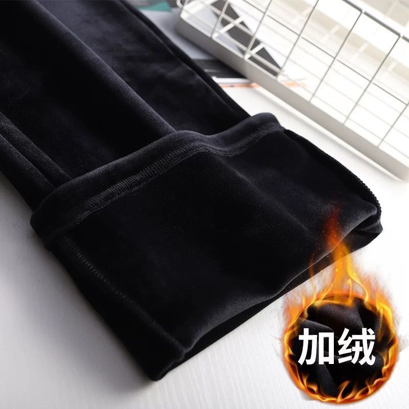 金丝绒阔腿裤女加绒感垂感丝绒女裤子秋冬高腰直筒裤大码|undefined