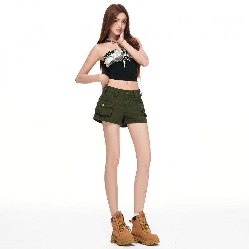 American Style Hottie|Vintage Distressed|Low-Waist Workwear Denim Shorts for Women American Style Hottie|Vintage Distressed|Low-Waist Workwear Denim Shorts for Women