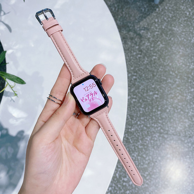 Correa de cuero de generación iwatch9876543 aplicable S10 cintura pequeña Apple Watch SE correa simple y delgada mujer