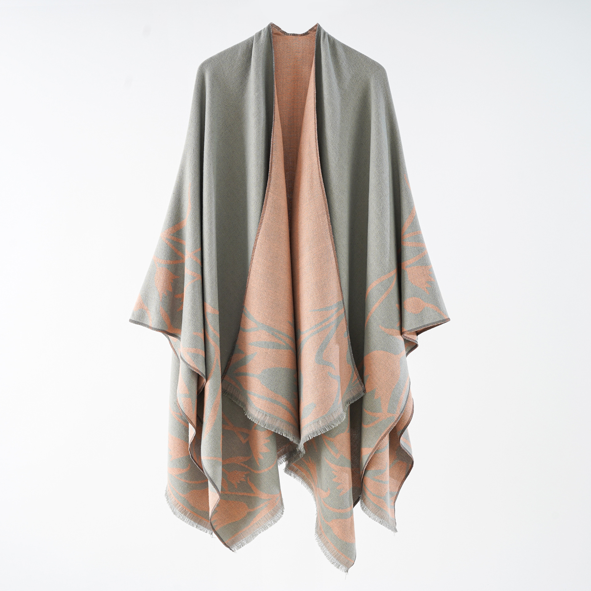 2023 tejido Otoño e Invierno geométrica bufanda de doble cara jacquard Cachemira-como split Cape cálido chal