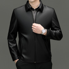 海宁真皮皮衣男装高级感外套绵羊皮中年商务休闲男式立领加绒夹克