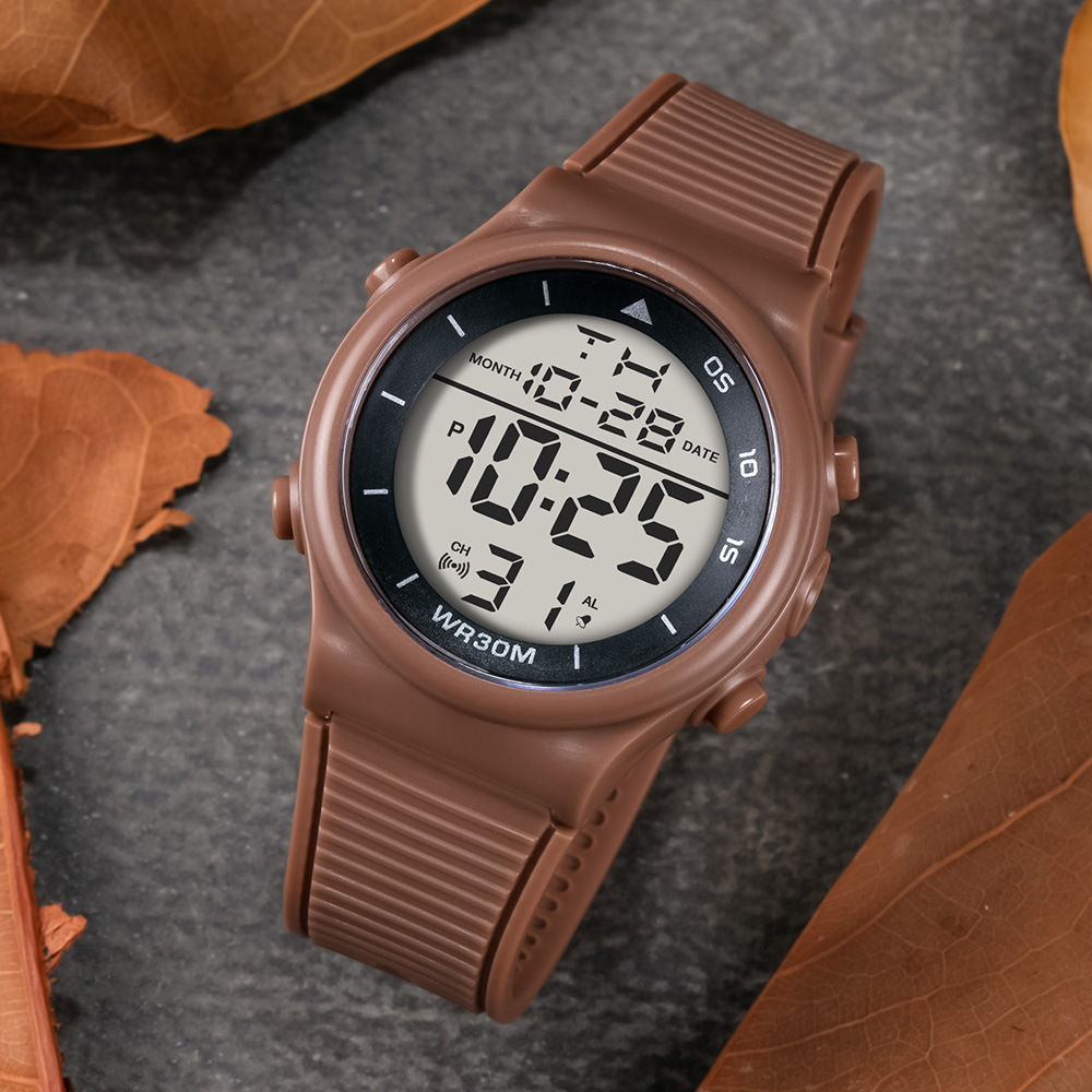 Trendy Junior High School Reloj electrónico de alarma luminoso multifuncional Reloj electrónico de cronógrafo LED de deportes para estudiantes simples