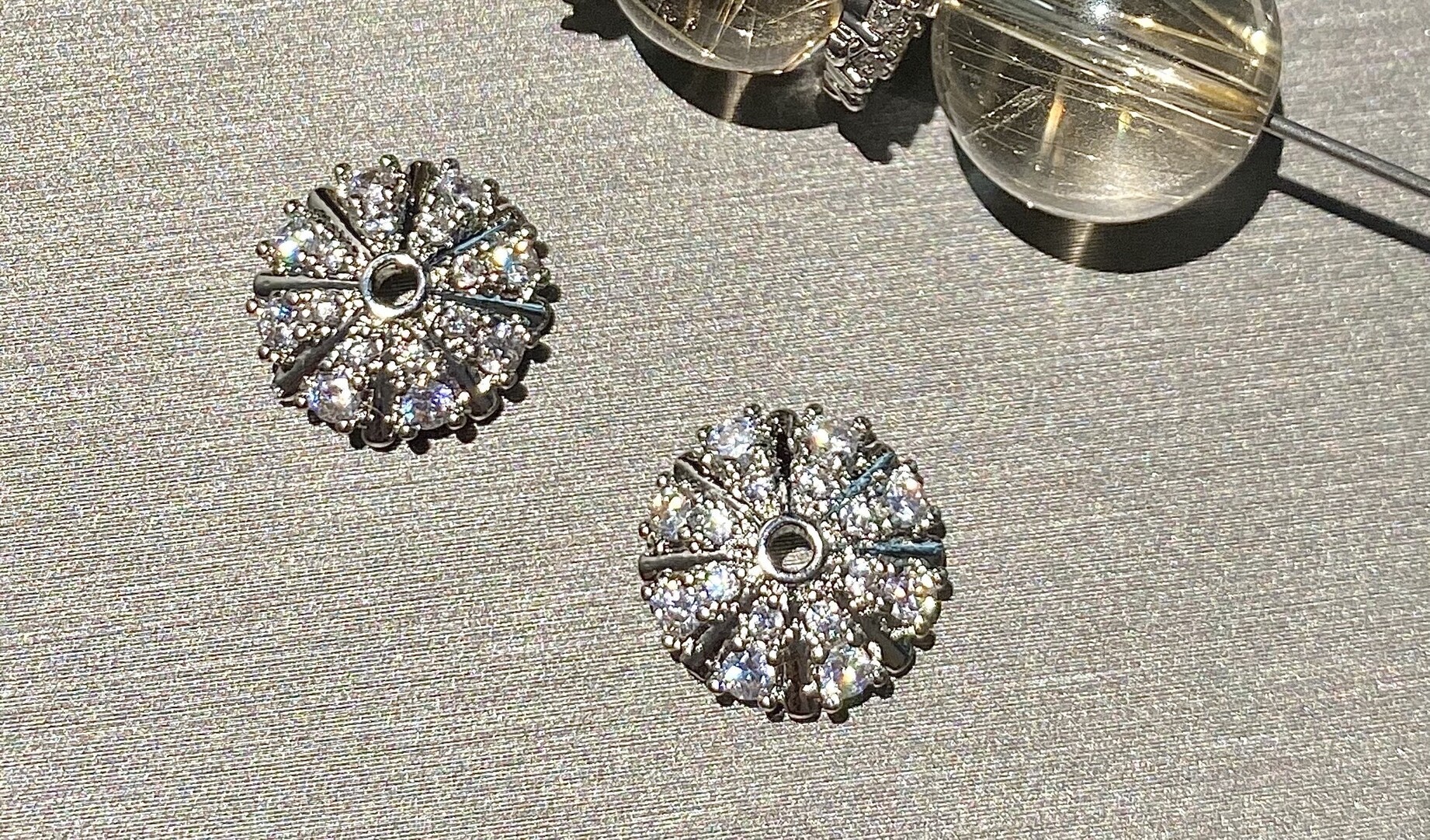 Color-Preserving 14K Gold-Filled Micro-Paved Zircon Crystal Accessories DIY Flower Tray Cap Spacer Beads Handmade Beaded Necklace Bracelet Accessories