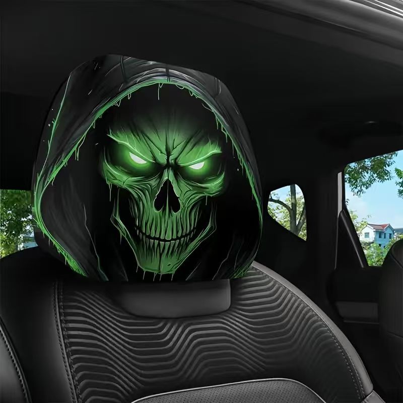 Polyester Fabric Car Headrest Cover with Funny Print, "Laugh Until Your Stomach Hurts" Design, Universal for Car Interiors, Does Not Shrink in All Seasons