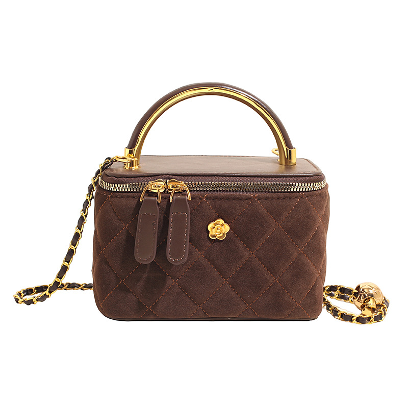 Caja de mano bordada de diamante bolso pequeño cuadrado para mujeres 2025 nuevo cross-border retro empalme cadena mochila de hombro