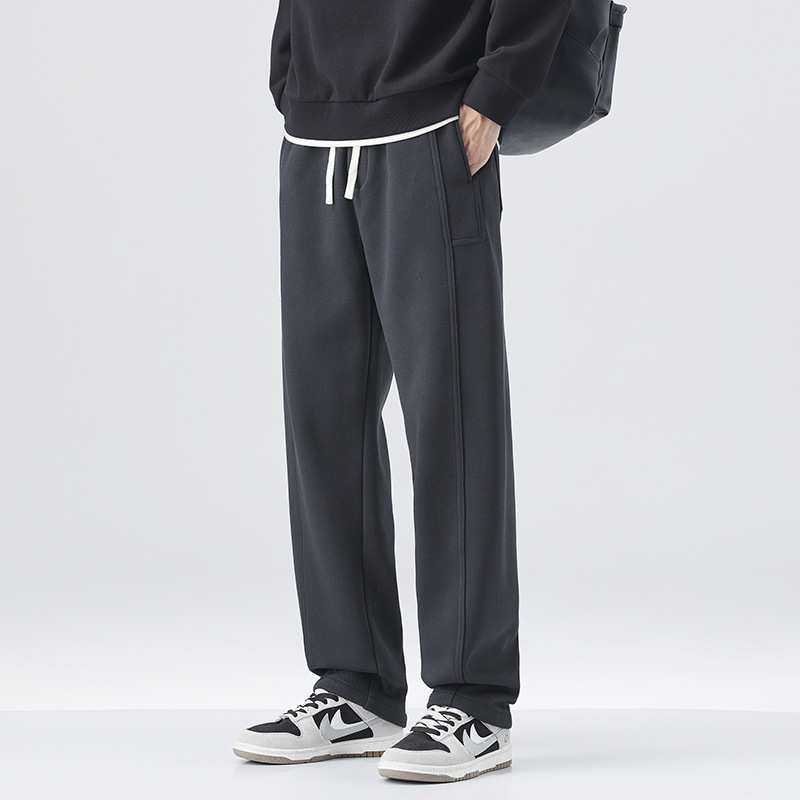 2025 nuevo otoño cordón elástico pantalones de cintura masculinos retro americano casual suelto pantalones rectos