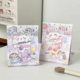 原创卡通纸镜 全屏折叠化妆镜台式便携随身镜高清学生宿舍梳妆镜