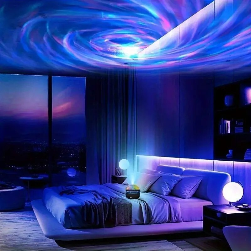 Led Projection Atmosphere Light Northern Lights Starry Water Ripple Light USB Plug-In Model Starry Sky Crystal Night Light
