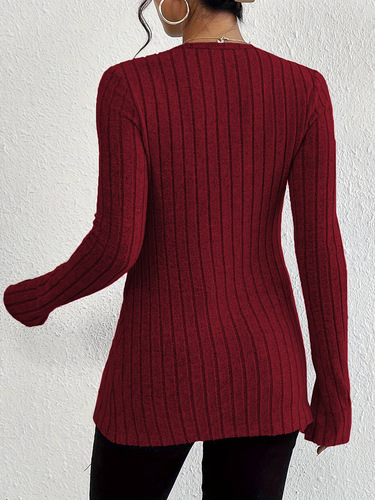 Amazon Cross-Border European and American Style Sexy V-Neck T-Shirt for Autumn and Winter, Long-Sleeved Navel-Baring Design, Stylish Base Layer Top for Women