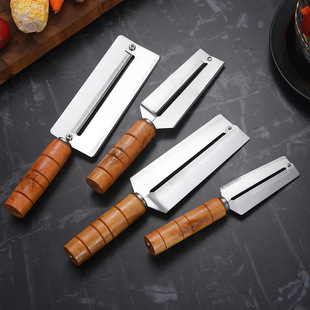 Stainless Steel Cane Knife Thickened Multi-purpose Peeling Knife Wooden Handle Extra-large Pineapple Knife Cane Planer