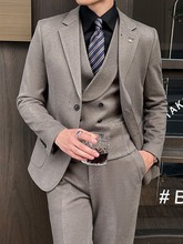 男士西服套装商务西装三件套礼服休闲韩版修身双扣加厚御寒套西男