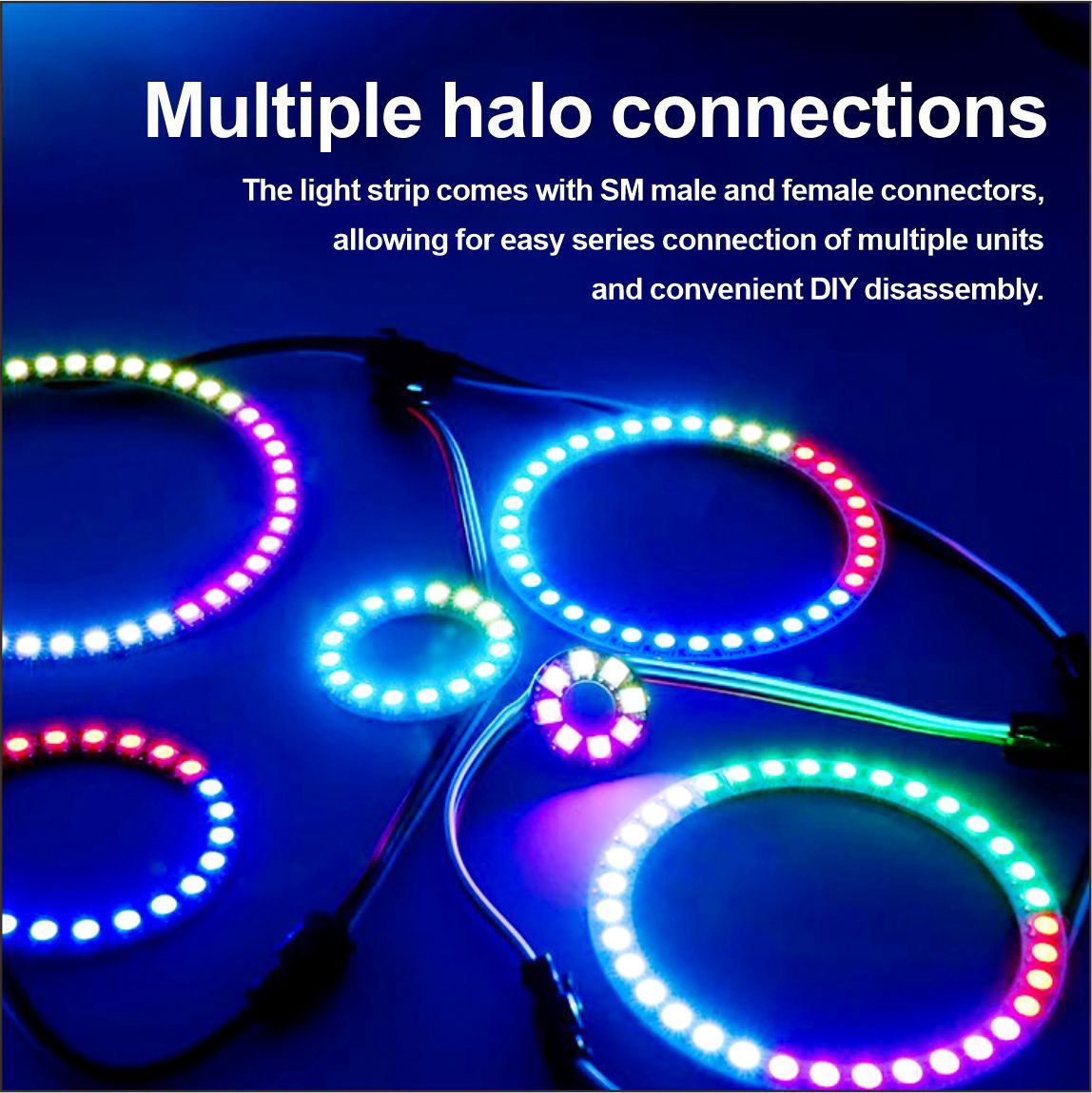 5V Ws2812 Full-Color Angel Eye Ring Light 5050Rgb Car Decorative Light Strip Running Lights Atmosphere Light