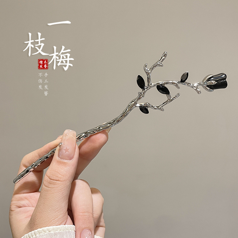 中国风韵味！国风桃木花朵发簪！新中式高级感盘发钗子气质发饰|undefined