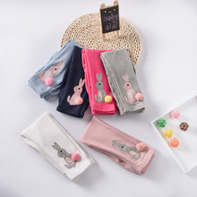 童装春秋新款女童打底裤棉韩版洋气儿童紧身刺绣卡通裤子批发