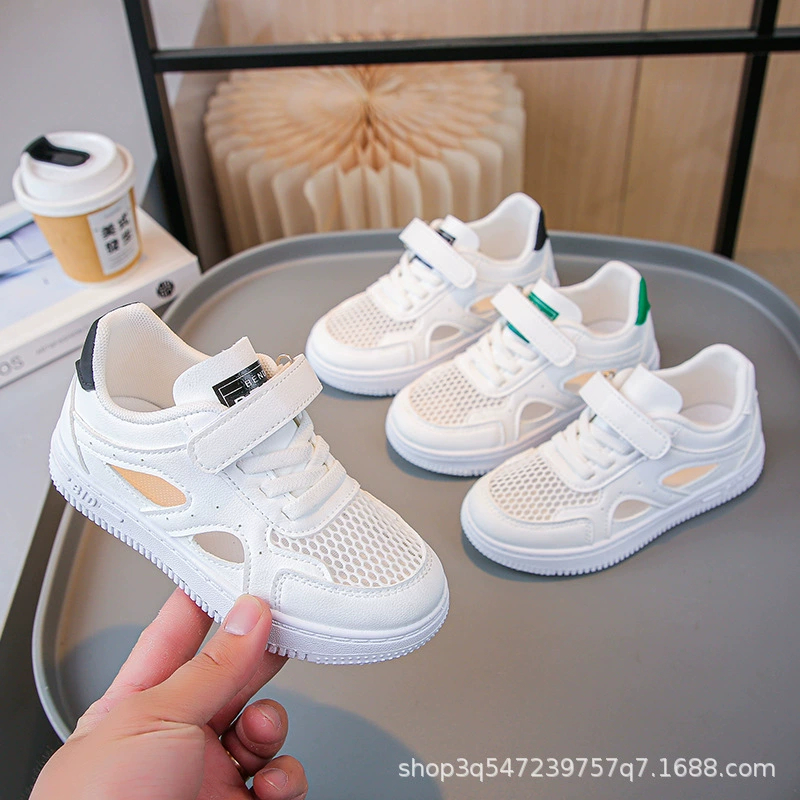 Детская сетчатая обувь, новинка лета 2021, детские сандалии с вырезами, дышащие белые туфли с низким берцем и сеткой для мальчиков